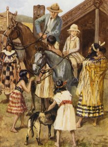 Visitors at a Model Maori Village by after Gordon Frederick Browne
