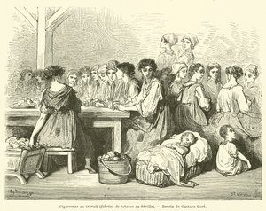 Cigarette Makers at Work, Tobacco Factory of Seville by Gustave after Dore