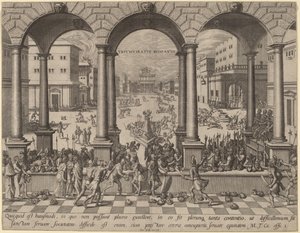 The Massacre under the Roman Triumvirate by after Hans Vredeman de Vries