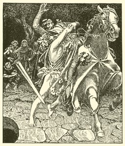 Sir Kay and the Forest Madman by after Howard Pyle