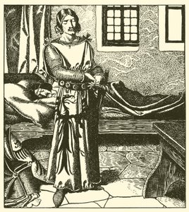 Sir Launcelot takes the armor of Sir Kay by after Howard Pyle