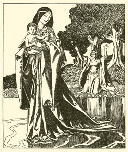 The Lady Nymue bears away Launcelot into the Lake by after Howard Pyle