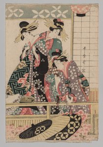 Yoshiwara Women Looking into the Street at Springtime by after Kitagawa Utamaro