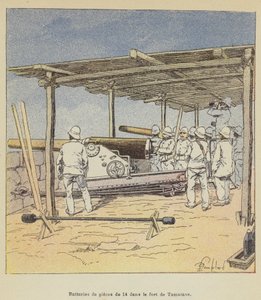 14-Piece Batteries in the Fort of Tamatave by after Louis Charles Bombled