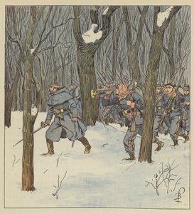 Bayonet Charge in the Woods by the Sarthe Mobiles by after Louis Charles Bombled