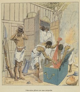 Fahavalos Looting a Malagasy Hut