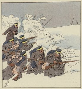 Japanese Infantry in Winter Campaign Uniform by after Louis Charles Bombled