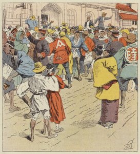 Crowd Waiting for War News in Front of the Figi-Humpo by after Louis Charles Bombled