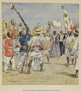 The Queen Visits the Entrenchments of Tananarive by after Louis Charles Bombled