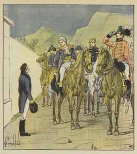 Admiral Taylor, with a large staff, presents himself at Longwood to see the Emperor by after Louis Charles Bombled