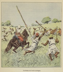Hunting Wild Oxen by after Louis Charles Bombled