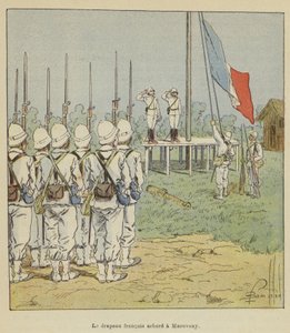 The French Flag Raised in Marovoay by after Louis Charles Bombled