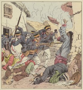 The Japanese Massacre the Chinese in Port-Arthur by after Louis Charles Bombled