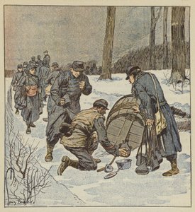 Marine Infantry Soldiers Fill Their Canteens from a Barrel of Rum by after Louis Charles Bombled