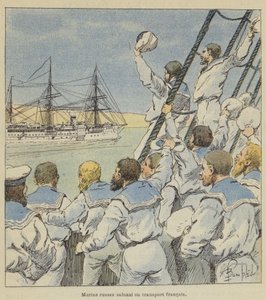 Russian Sailors Saluting a French Transport by after Louis Charles Bombled