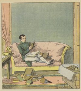 Napoleon goes through the books that have just been sent to him by after Louis Charles Bombled