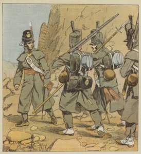 English Soldiers of the 1st Regiment of Foot Guards, in Marching Order, Spain, 1814