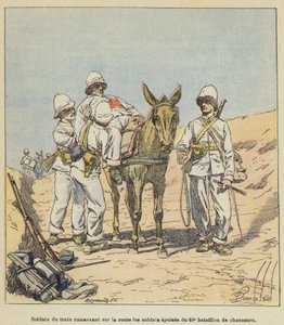 Train Soldiers Picking Up Exhausted Soldiers of the 40th Battalion of Hunters by after Louis Charles Bombled