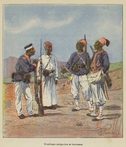 Malagasy and Hausa Riflemen by after Louis Charles Bombled