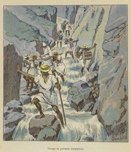 Troop of Malagasy Porters by after Louis Charles Bombled