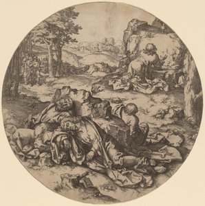 Christ at the Mount of Olives by after Lucas van Leyden