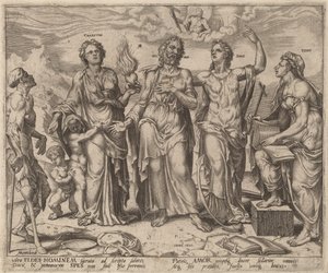 Man Assisted by Faith, Hope and Charity