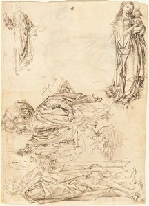 Saint Christopher, Saint John the Baptist, the Virgin and Child, and Christ Blessing by after Martin Schongauer Master of the Drapery Studies