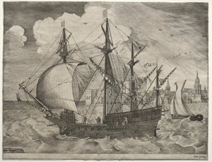 Sailing Vessels: Armed Four-Master Putting Out to Sea by after Pieter Bruegel