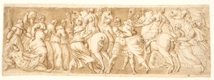 The Rape of the Sabine Women, left half by after Polidoro da Caravaggio