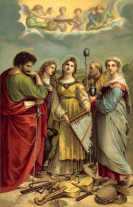 St Cecilia (chromolitho) by after Raphael