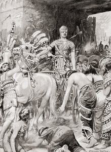 Psamtik I of Egypt entering the city Azotus or Ashdod, from Hutchinson