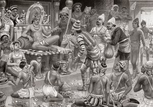 Pulakeshin II, the Chalukya, receiving envoys from Persia at Badami, from Hutchinson