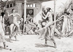 Young girls playing ball in the form of a dance in ancient Egypt, from Hutchinson