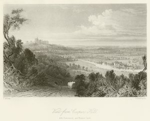 View from Coopers Hill, with Runnemede and Windsor Castle by after Thomas Allom