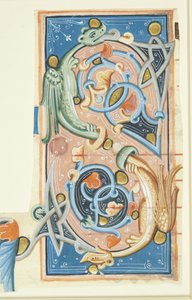 Ornamented initial S, whose curves partially consist of two dragons by after Ubekendt