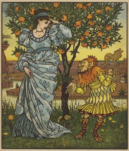 The Yellow Dwarf Rescues the Princess from the Lions by after Walter Crane