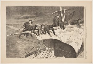 Winter at Sea – Taking in Sail off the Coast by after Winslow Homer