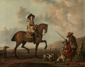 A Gentleman on Horseback with Two Gamekeepers with Dogs by anonymous 