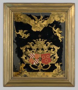Reverse Glass Painting with the Arms of the Van Spaen and Van Riebeeck Families by anonymous 
