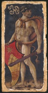 Wild Man Supporting a Shield, Facing Right by anonymous 