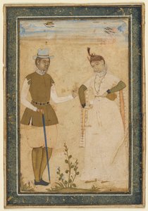 A European Couple by attributed to Ali Riza, the "Bodleian Painter"
