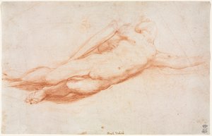 Study of a Fallen Soldier (possibly the Conversion of Saul) (recto) by attributed to Correggio