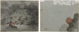 Faggot Gatherer (recto) Study of a Head seen from Below (verso)