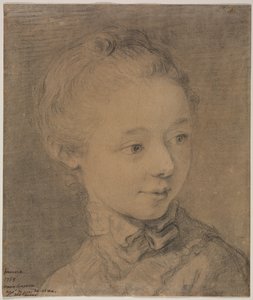 Head of a Young Girl Turning toward the Right by attributed to François Hubert Drouais