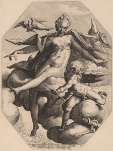 Venus and Cupid by attributed to Jacob Matham, after Hendrick Goltzius