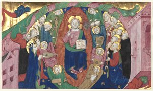 Fragment of a Historiated Initial from a Choir Book: Christ in Majesty by attributed to Michelino Molinari da Besozzo