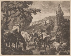 Cattle Fording a Stream