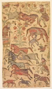A Marbled Picture of Rustam Catching Rakhsh
