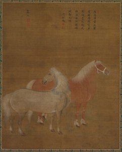 Two Horses by attributed to Yu Yuan
