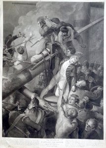 The Death of Captain Faulknor the Younger by burin de Blackberd daprès Stothard Eau forte